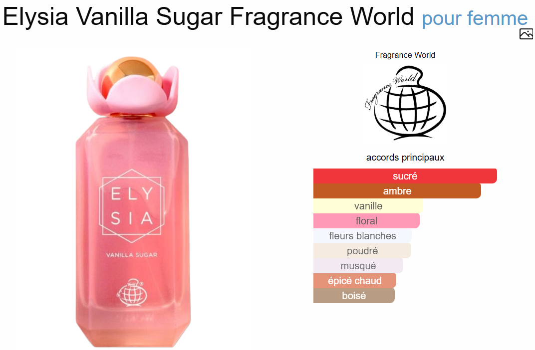Elysia Vanilla Sugar By Fragrance World EDP 100m